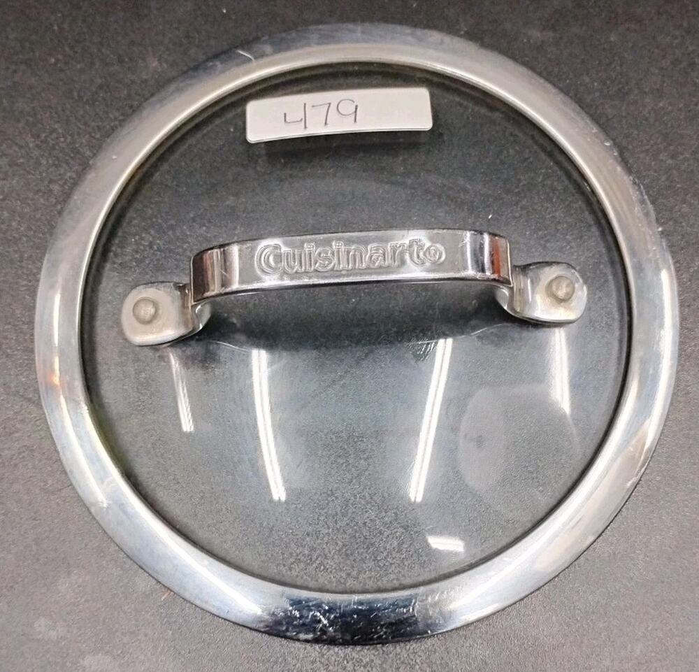 Cuisinart Lid Only Replacement 5 3/8” Glass With Stainless Steel Rim & Handle